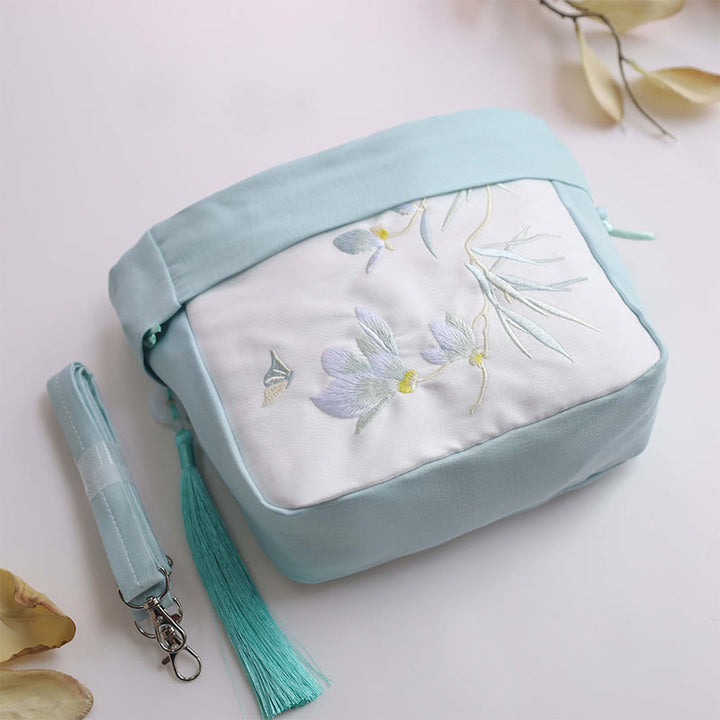 Buddha Stones Suzhou Haft Lotos Epifyllum Magnolia Bawełna Len Torba Crossbody Torba na ramię Torebka