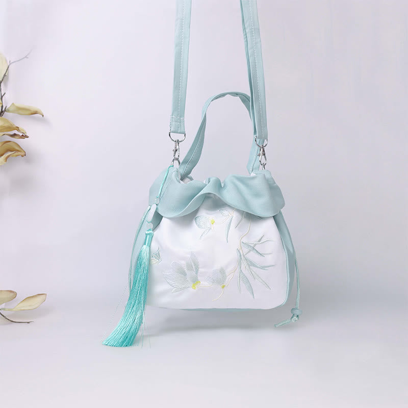 Buddha Stones Suzhou Haft Lotos Epifyllum Magnolia Bawełna Len Torba Crossbody Torba na ramię Torebka