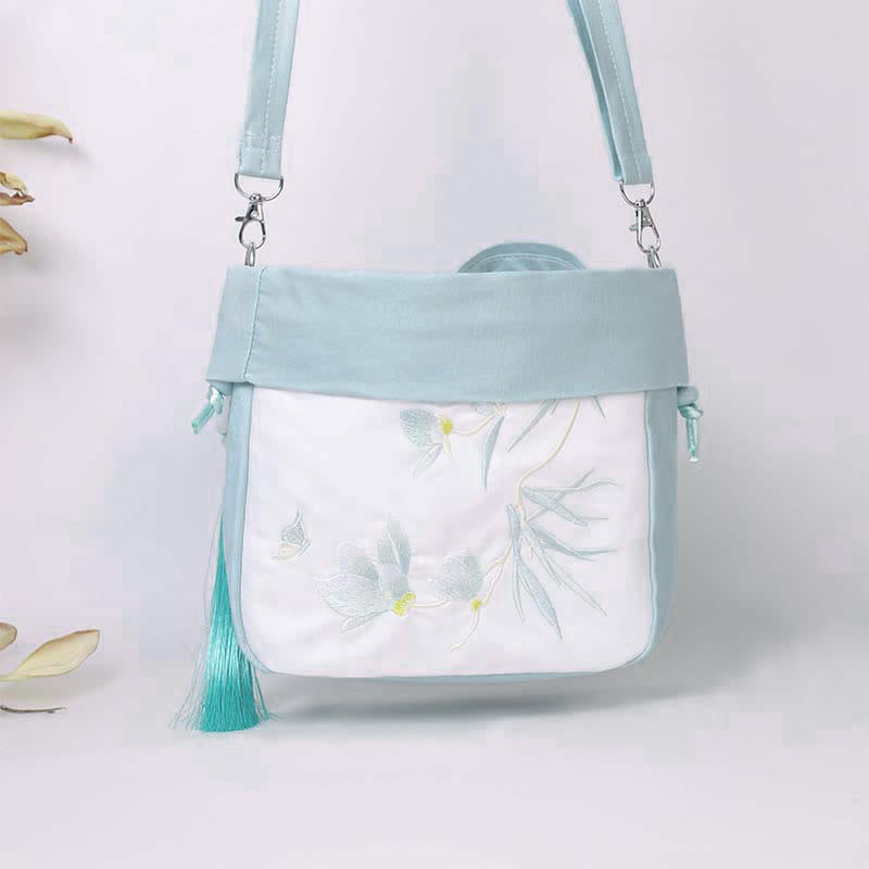 Buddha Stones Suzhou Haft Lotos Epifyllum Magnolia Bawełna Len Torba Crossbody Torba na ramię Torebka