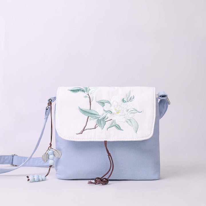 Buddha Stones haftowane Kamelia Epifyllum Gardenia Sakura Kwiaty Torba Crossbody Torba na ramię Torba na telefon komórkowy