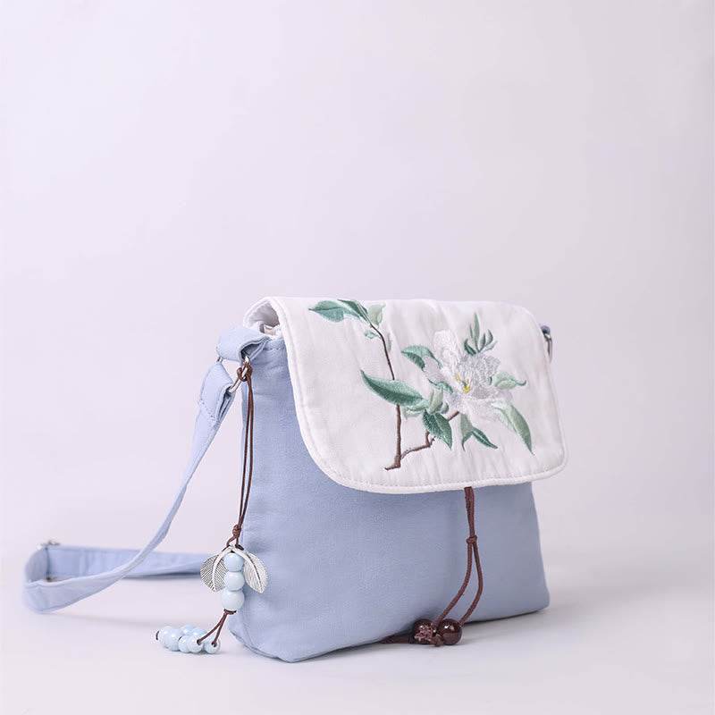 Buddha Stones haftowane Kamelia Epifyllum Gardenia Sakura Kwiaty Torba Crossbody Torba na ramię Torba na telefon komórkowy