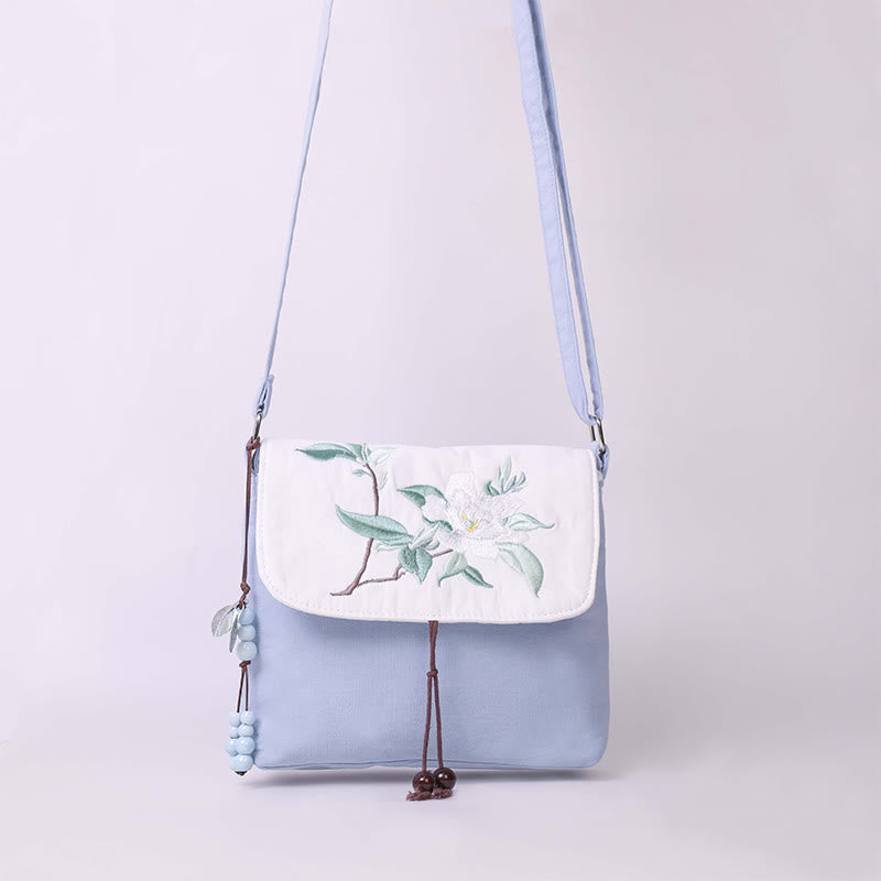 Buddha Stones haftowane Kamelia Epifyllum Gardenia Sakura Kwiaty Torba Crossbody Torba na ramię Torba na telefon komórkowy