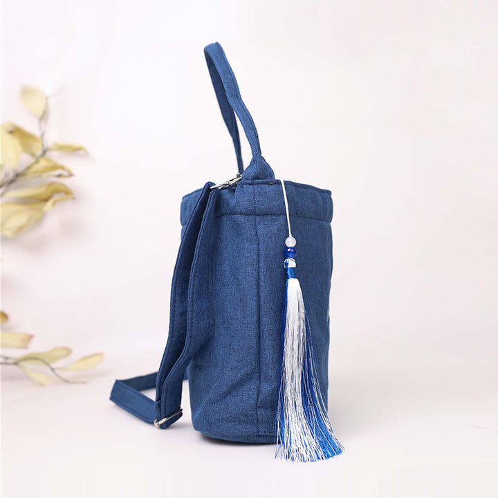 Kamienie Buddha Stones Wisteria Śliwka Lotos Kwiat Wiśni Bawełna Len Płótno Torba Torebka Crossbody Torba na Ramię Torebka