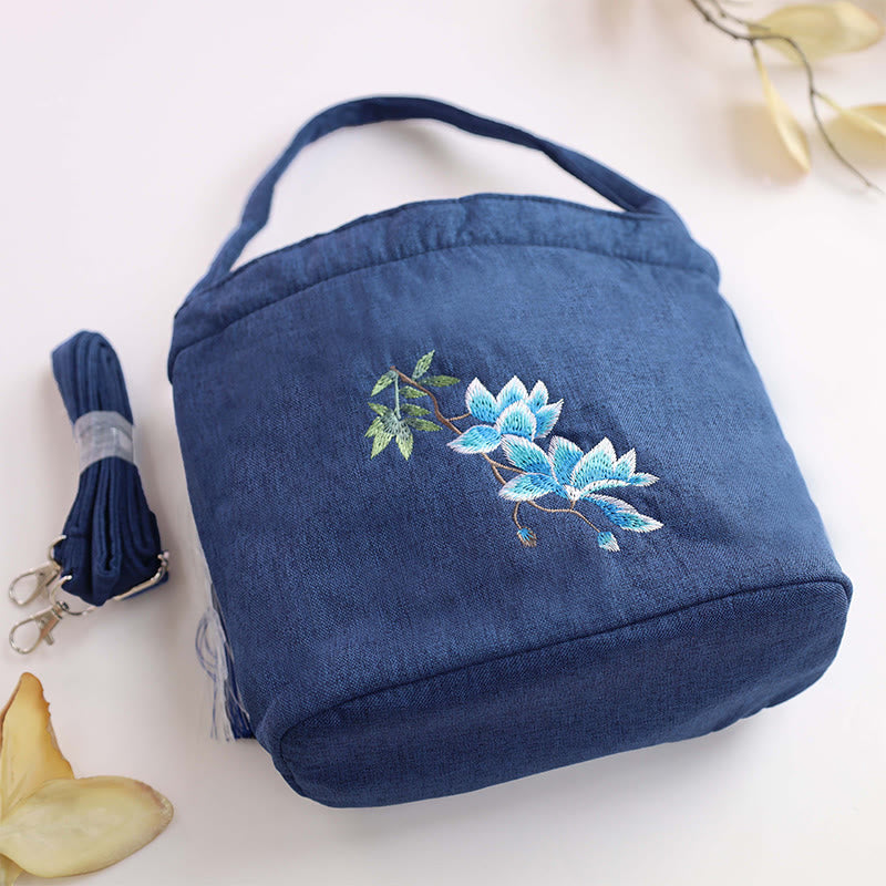 Kamienie Buddha Stones Wisteria Śliwka Lotos Kwiat Wiśni Bawełna Len Płótno Torba Torebka Crossbody Torba na Ramię Torebka