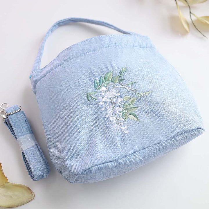 Kamienie Buddha Stones Wisteria Śliwka Lotos Kwiat Wiśni Bawełna Len Płótno Torba Torebka Crossbody Torba na Ramię Torebka