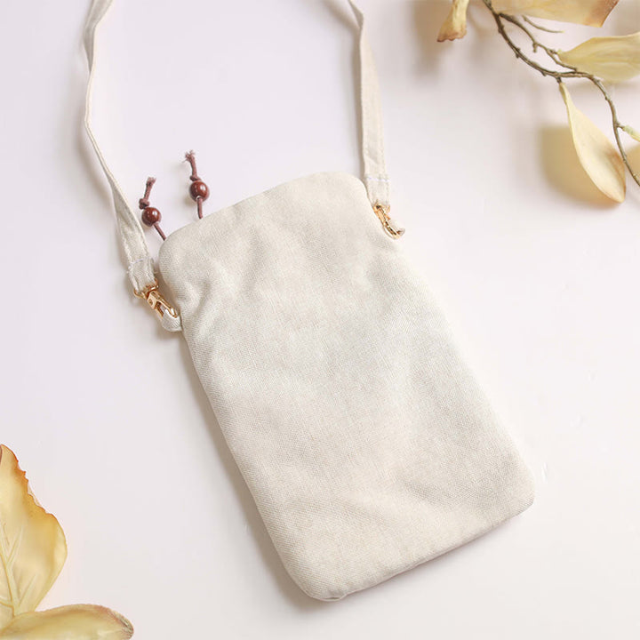 Buddha Stones Małe Haftowane Kwiaty Torba Crossbody Torba Na Ramię Torba Na Telefon Komórkowy 11*20 cm