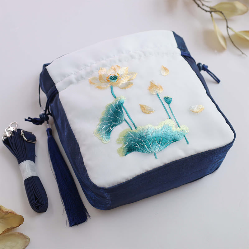 Buddha Stones Suzhou Haft Królik Lotos Epifyllum Piwonia Magnolia Torba Tote Crossbody Torba na ramię Torebka