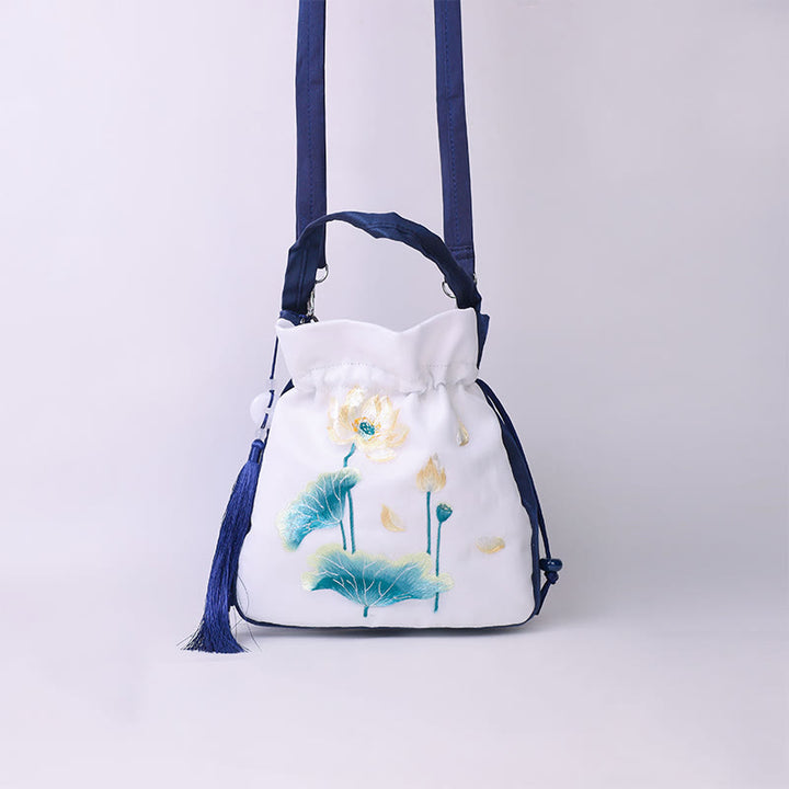 Buddha Stones Suzhou Haft Królik Lotos Epifyllum Piwonia Magnolia Torba Tote Crossbody Torba na ramię Torebka