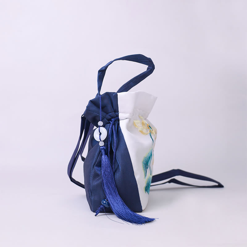 Buddha Stones Suzhou Haft Królik Lotos Epifyllum Piwonia Magnolia Torba Tote Crossbody Torba na ramię Torebka