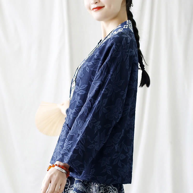 Kurtka żakardowa z długim rękawem i dekoltem w serek w Buddha Stones