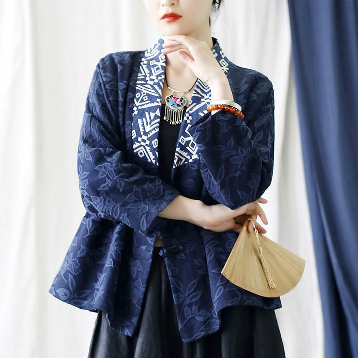 Kurtka żakardowa z długim rękawem i dekoltem w serek w Buddha Stones