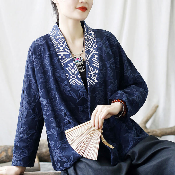 Kurtka żakardowa z długim rękawem i dekoltem w serek w Buddha Stones - image 23