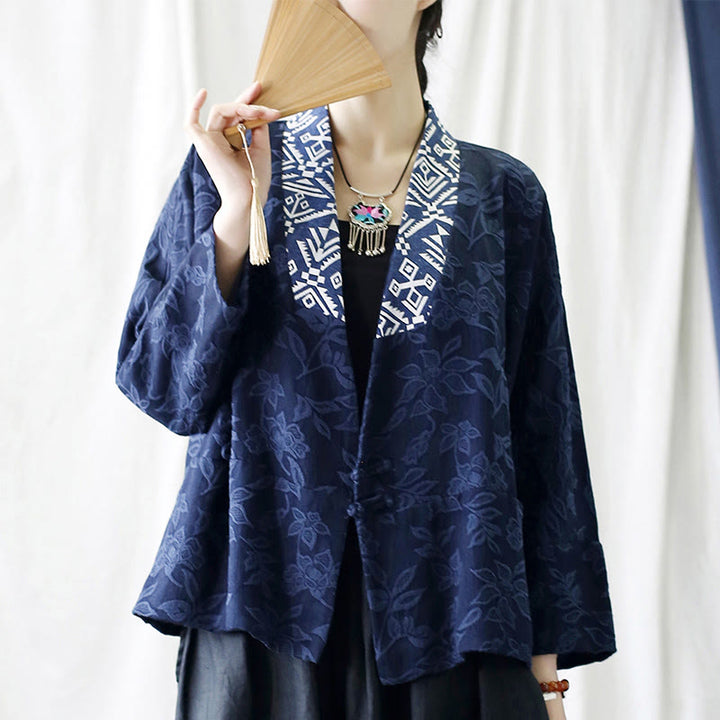 Kurtka żakardowa z długim rękawem i dekoltem w serek w Buddha Stones