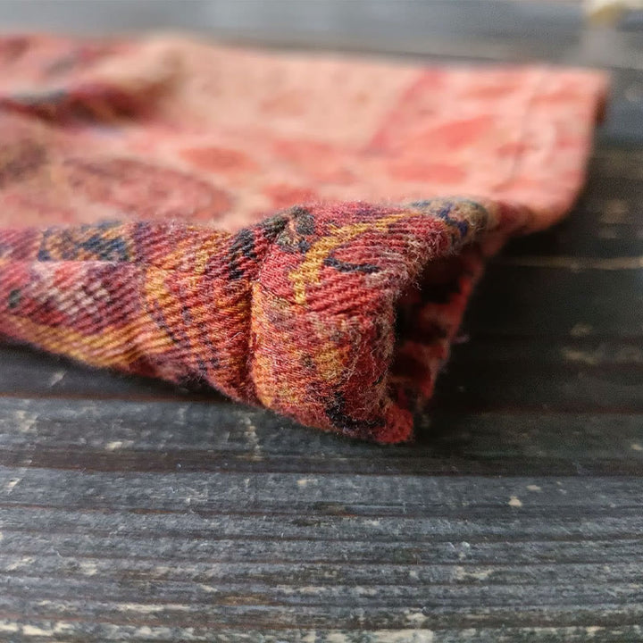 Buddha Stones Pomarańczowy Kwiat Geometryczny Nadruk Bawełna Kurtka Otwarta Z Przodu Z Kieszeniami - image 14