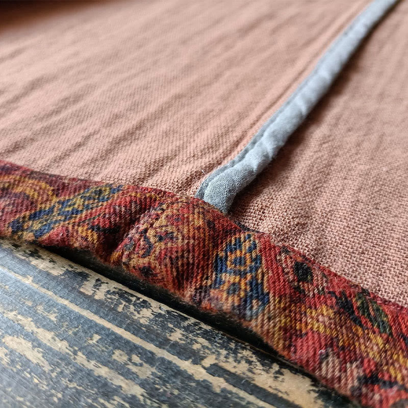 Buddha Stones Pomarańczowy Kwiat Geometryczny Nadruk Bawełna Kurtka Otwarta Z Przodu Z Kieszeniami - image 12