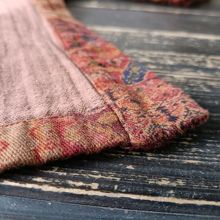 Buddha Stones Pomarańczowy Kwiat Geometryczny Nadruk Bawełna Kurtka Otwarta Z Przodu Z Kieszeniami - image 13