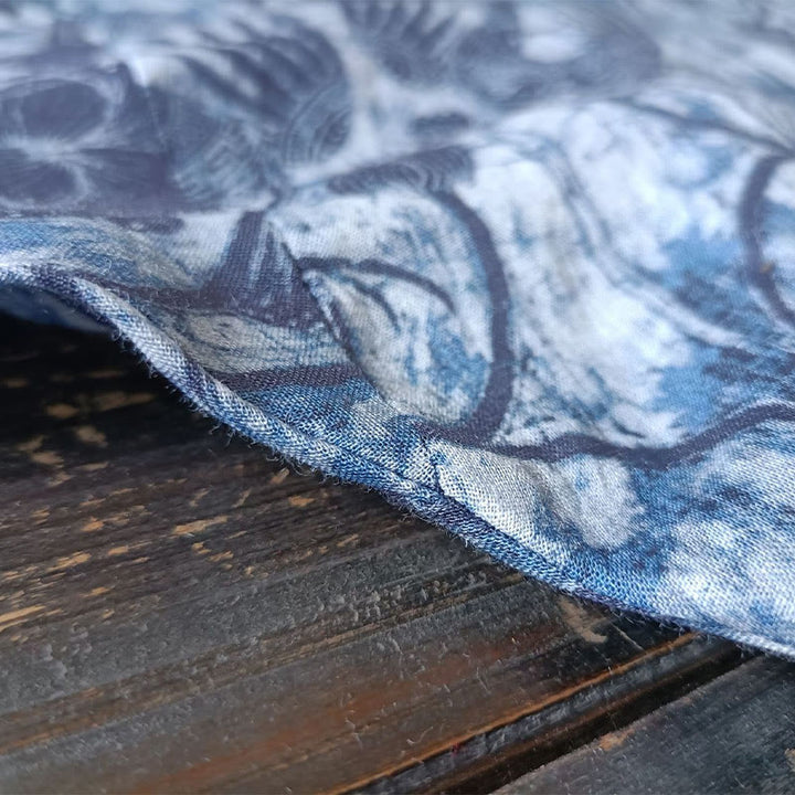 Buddha Stones Retro Niebieskie Białe Kwiaty Żaba-Guzik Projekt Długi Rękaw Kurtka Lniana Ramia Koszula - image 11