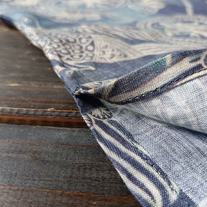 Buddha Stones Ptaki Kwiaty Geometria Żaba-Guzik Długi Rękaw Lniana Kurtka Koszula - image 11