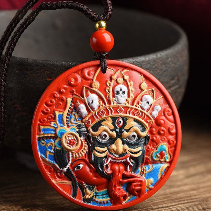 Buddha Stones Zakiram Bogini Bogactwa Malowany Cynober Błogosławieństwo Naszyjnik Wisiorek
