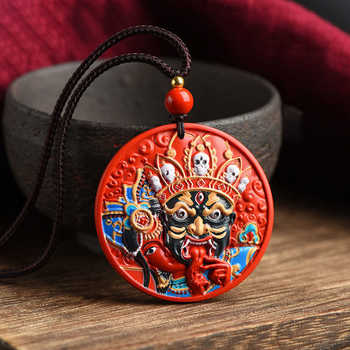 Buddha Stones Zakiram Bogini Bogactwa Malowany Cynober Błogosławieństwo Naszyjnik Wisiorek
