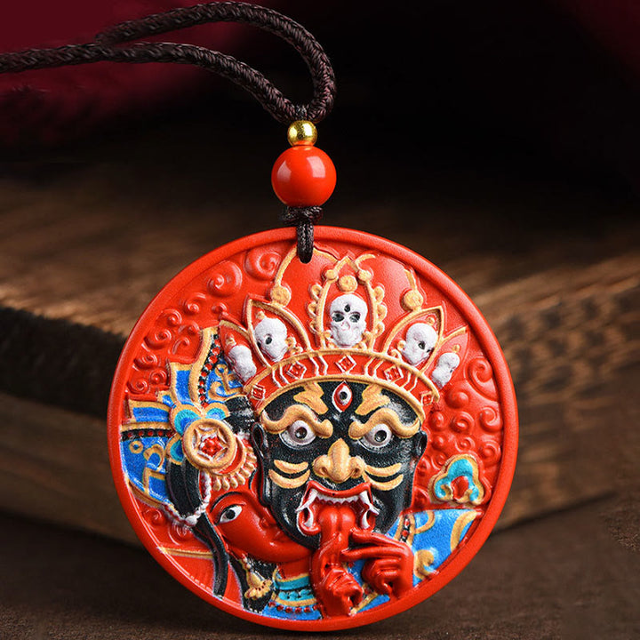 Buddha Stones Zakiram Bogini Bogactwa Malowany Cynober Błogosławieństwo Naszyjnik Wisiorek