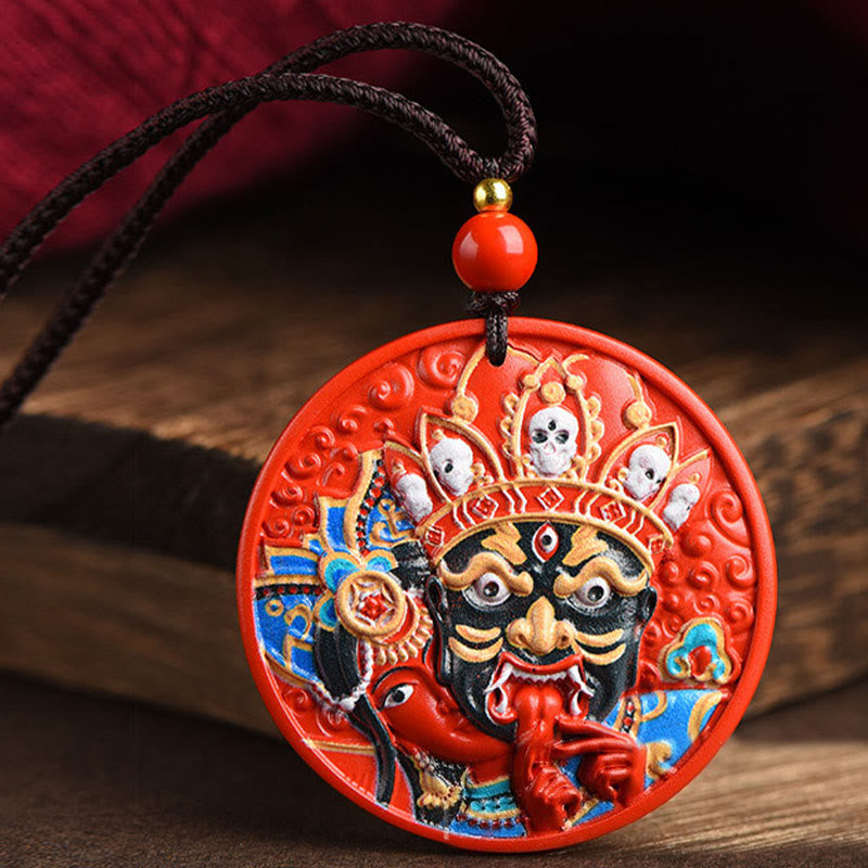 Buddha Stones Zakiram Bogini Bogactwa Malowany Cynober Błogosławieństwo Naszyjnik Wisiorek