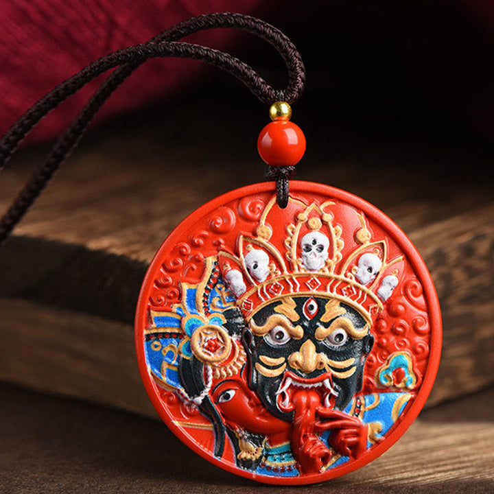 Buddha Stones Zakiram Bogini Bogactwa Malowany Cynober Błogosławieństwo Naszyjnik Wisiorek