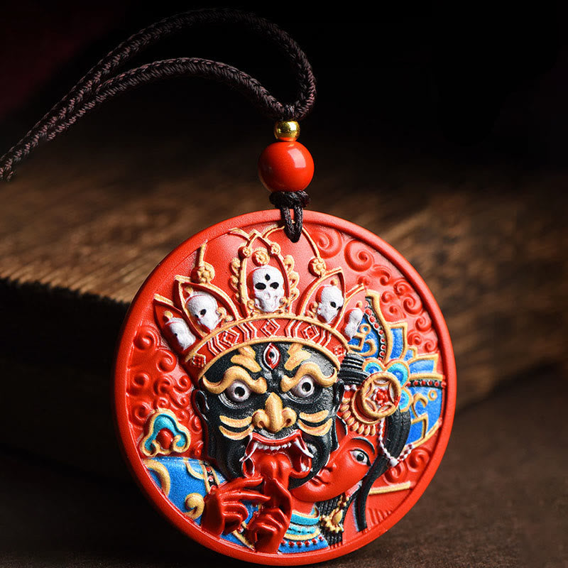 Buddha Stones Zakiram Bogini Bogactwa Malowany Cynober Błogosławieństwo Naszyjnik Wisiorek