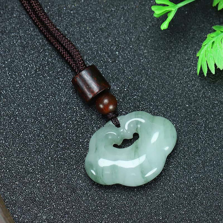 Buddha Stones Tianshan Jade Złoty Jedwabny Jade Chiński Zawieszka Obfitości Naszyjnik Wisiorek
