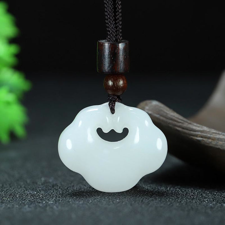 Buddha Stones Tianshan Jade Złoty Jedwabny Jade Chiński Zawieszka Obfitości Naszyjnik Wisiorek