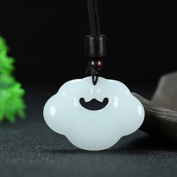 Buddha Stones Tianshan Jade Złoty Jedwabny Jade Chiński Zawieszka Obfitości Naszyjnik Wisiorek