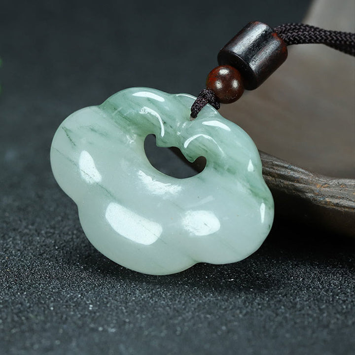 Buddha Stones Tianshan Jade Złoty Jedwabny Jade Chiński Zawieszka Obfitości Naszyjnik Wisiorek
