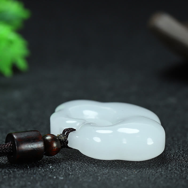 Buddha Stones Tianshan Jade Złoty Jedwabny Jade Chiński Zawieszka Obfitości Naszyjnik Wisiorek