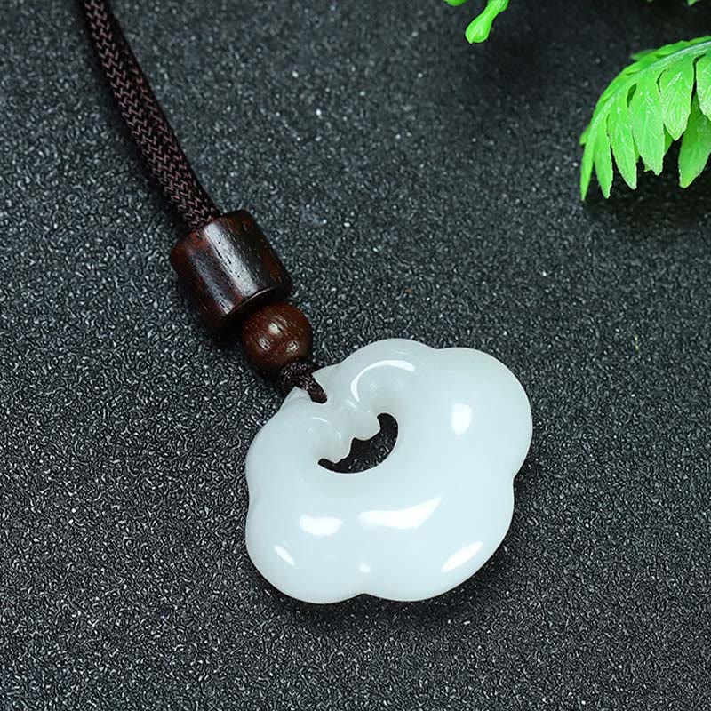 Buddha Stones Tianshan Jade Złoty Jedwabny Jade Chiński Zawieszka Obfitości Naszyjnik Wisiorek