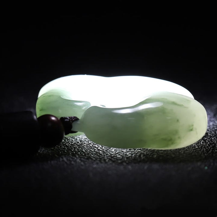 Buddha Stones Tianshan Jade Złoty Jedwabny Jade Chiński Zawieszka Obfitości Naszyjnik Wisiorek