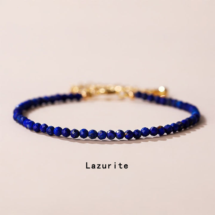 Bransoletka z łańcuszkiem leczniczym z Buddha Stones, kwarcem truskawkowym, prehnitem, perydotem, lazurytem, ​​lapis lazuli, różowym kryształem i turmalinem - Lazuryt (obwód nadgarstka 14-16 cm) - image 9