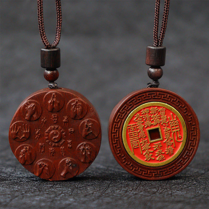 Buddha Stones Uderzył Piorunem Jujube Drewno Yin Yang Bagua Duchy Górskie Wydaj Pieniądze Ochrona Naszyjnik Wisiorek