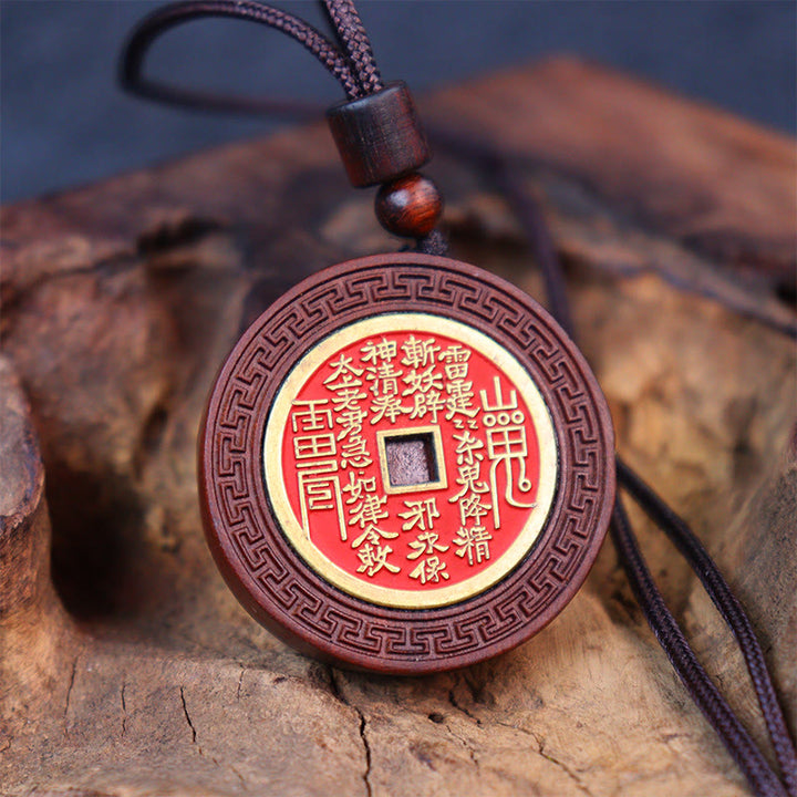 Buddha Stones Uderzył Piorunem Jujube Drewno Yin Yang Bagua Duchy Górskie Wydaj Pieniądze Ochrona Naszyjnik Wisiorek