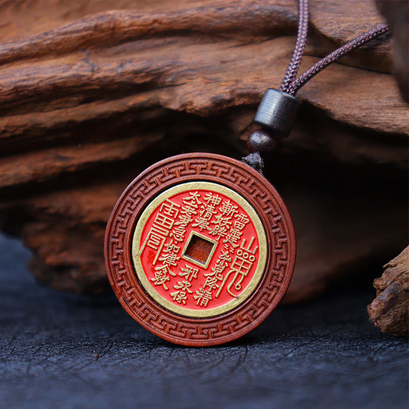 Buddha Stones Uderzył Piorunem Jujube Drewno Yin Yang Bagua Duchy Górskie Wydaj Pieniądze Ochrona Naszyjnik Wisiorek