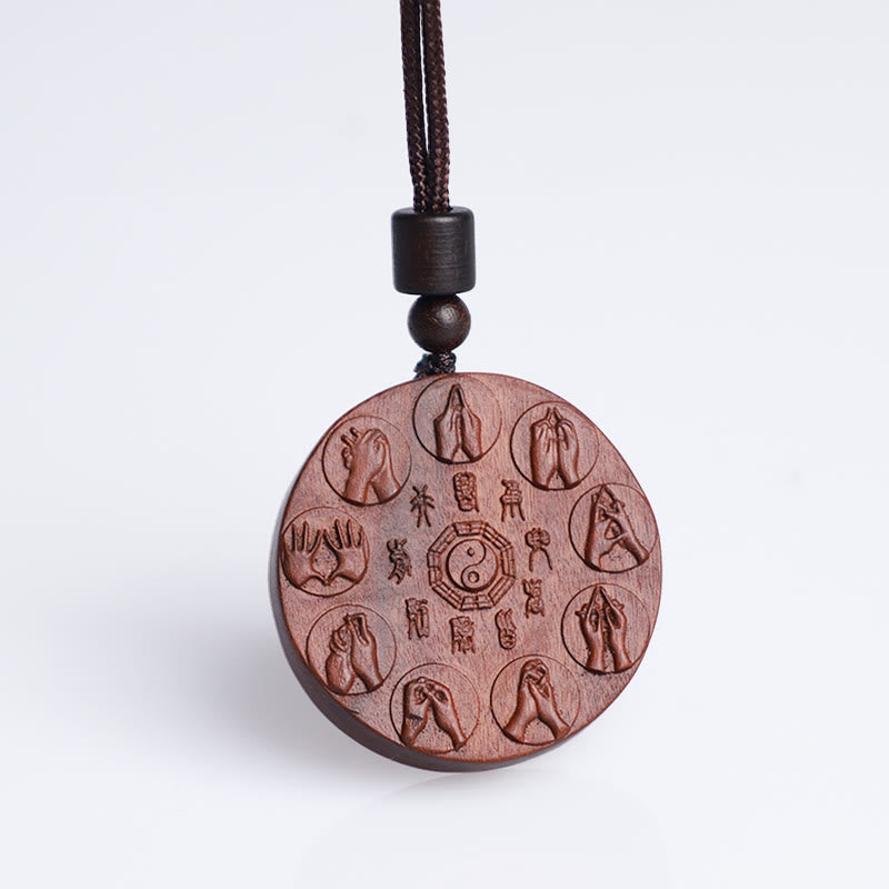 Buddha Stones Uderzył Piorunem Jujube Drewno Yin Yang Bagua Duchy Górskie Wydaj Pieniądze Ochrona Naszyjnik Wisiorek