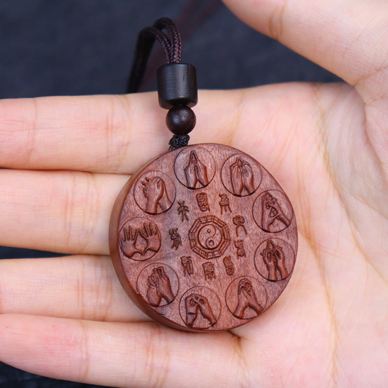 Buddha Stones Uderzył Piorunem Jujube Drewno Yin Yang Bagua Duchy Górskie Wydaj Pieniądze Ochrona Naszyjnik Wisiorek