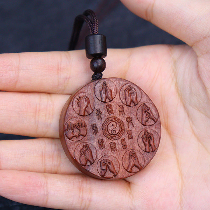 Buddha Stones Uderzył Piorunem Jujube Drewno Yin Yang Bagua Duchy Górskie Wydaj Pieniądze Ochrona Naszyjnik Wisiorek