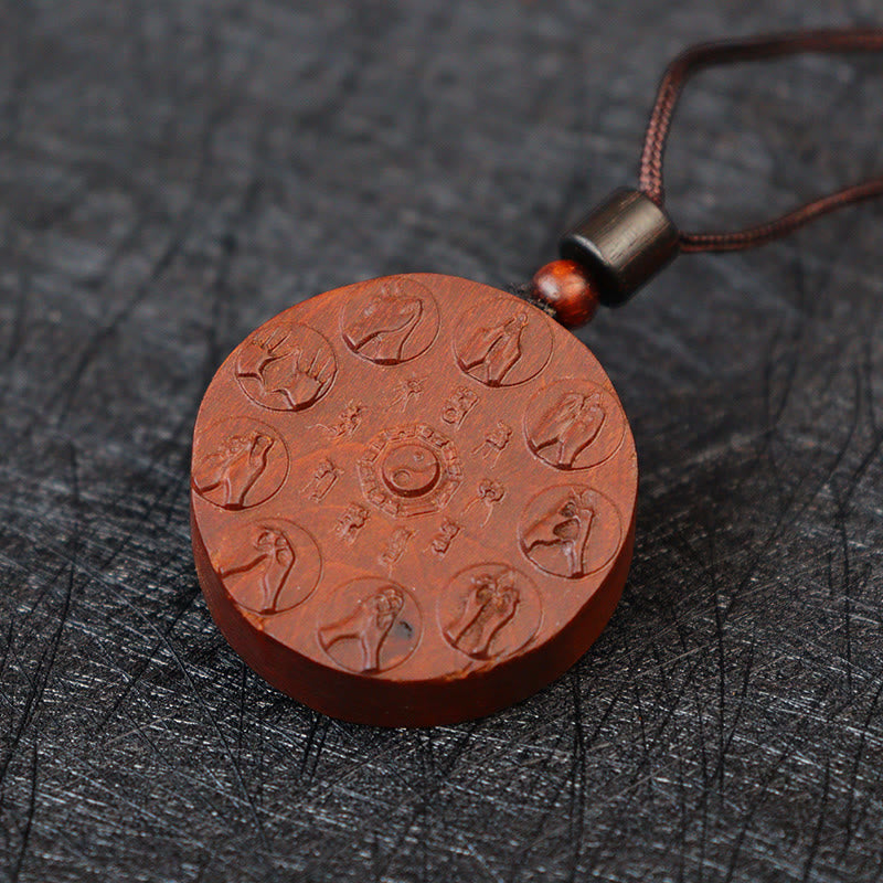 Buddha Stones Uderzył Piorunem Jujube Drewno Yin Yang Bagua Duchy Górskie Wydaj Pieniądze Ochrona Naszyjnik Wisiorek