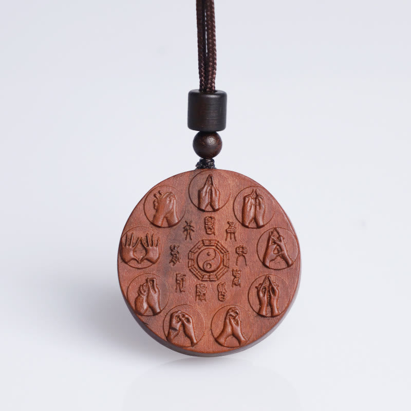 Buddha Stones Uderzył Piorunem Jujube Drewno Yin Yang Bagua Duchy Górskie Wydaj Pieniądze Ochrona Naszyjnik Wisiorek