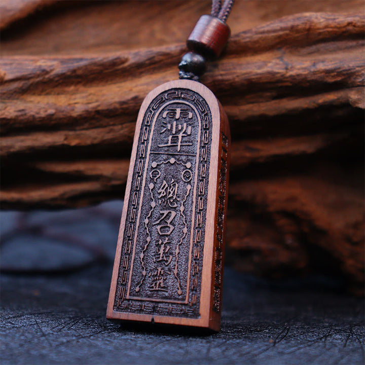 Buddha Stones Uderzony Piorunem Jujube Drewno Taoistyczne Pięć Gromów Zakon Szczęścia Ochrona Naszyjnik Wisiorek