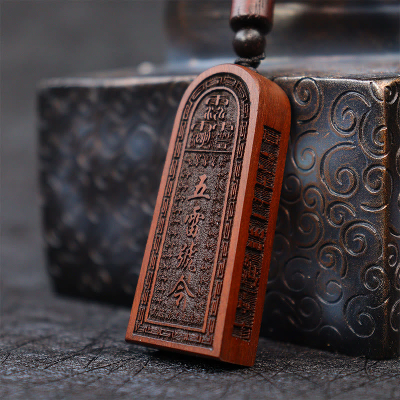 Buddha Stones Uderzony Piorunem Jujube Drewno Taoistyczne Pięć Gromów Zakon Szczęścia Ochrona Naszyjnik Wisiorek