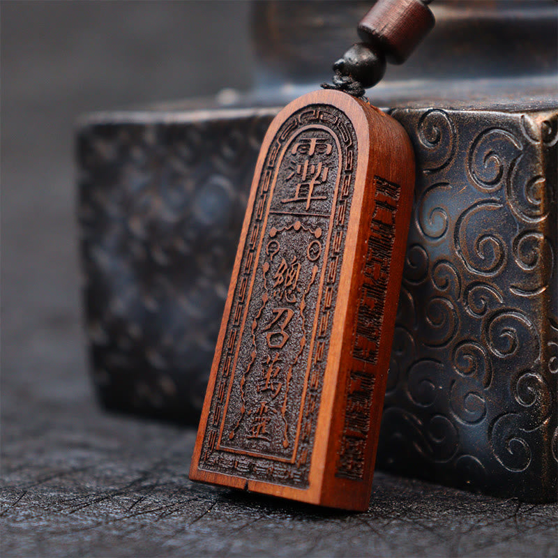 Buddha Stones Uderzony Piorunem Jujube Drewno Taoistyczne Pięć Gromów Zakon Szczęścia Ochrona Naszyjnik Wisiorek