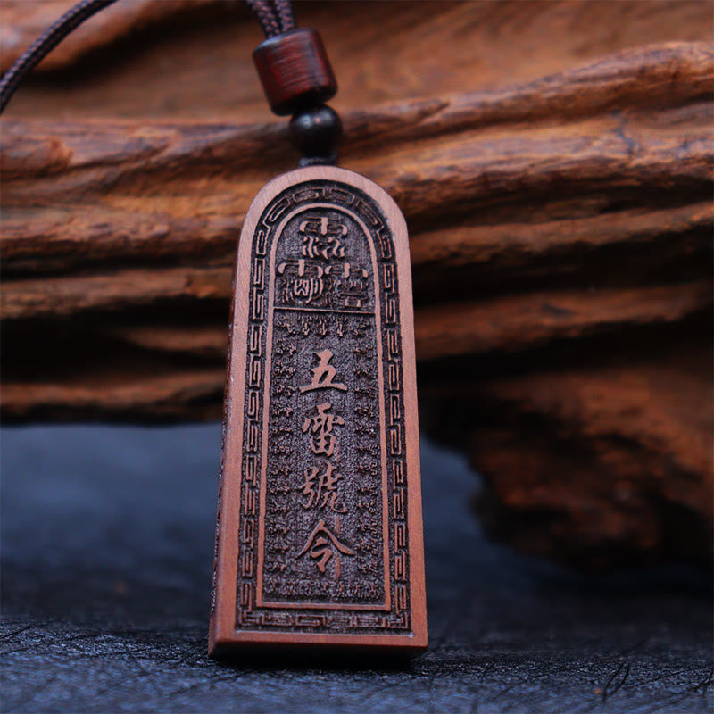 Buddha Stones Uderzony Piorunem Jujube Drewno Taoistyczne Pięć Gromów Zakon Szczęścia Ochrona Naszyjnik Wisiorek