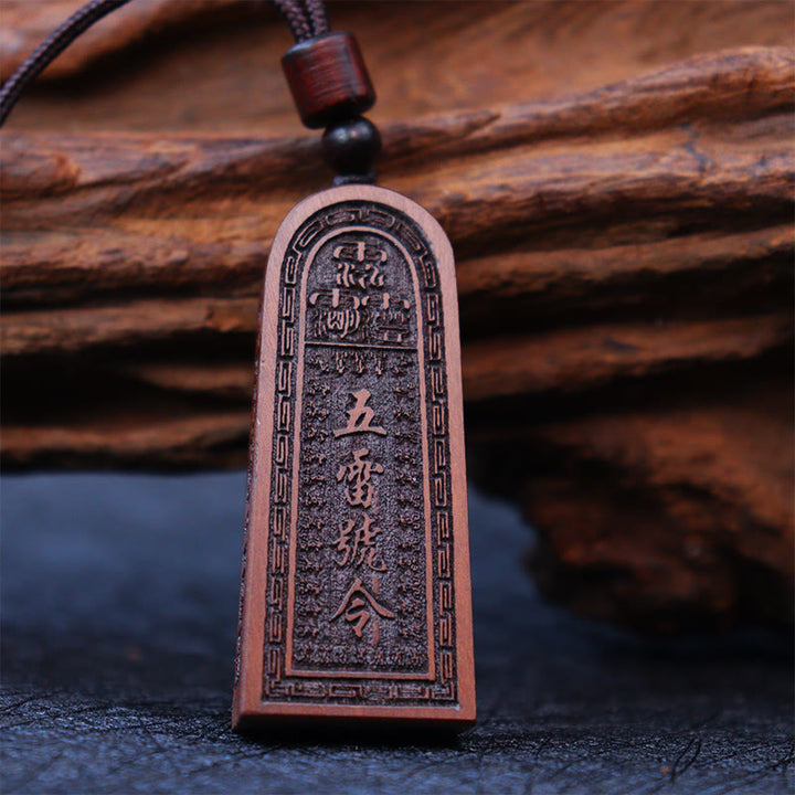 Buddha Stones Uderzony Piorunem Jujube Drewno Taoistyczne Pięć Gromów Zakon Szczęścia Ochrona Naszyjnik Wisiorek