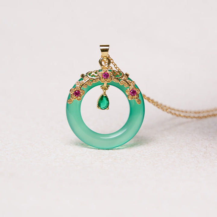 Buddha Stones Zielony Chalcedon Pokój Klamra Projekt Siła Naszyjnik Wisiorek